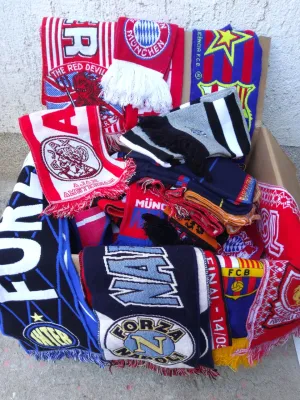 15kg Box of Sports Football  Scarves from Europe Teams Unsorted