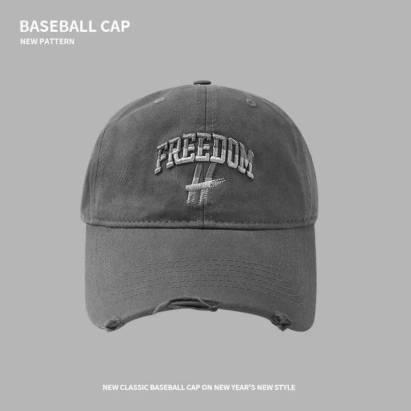 2024 New Gradient Letters Frayed Embroidery Soft Top Baseball Cap Style Spring and Summer Versatile Couple Peaked Cap Trendy