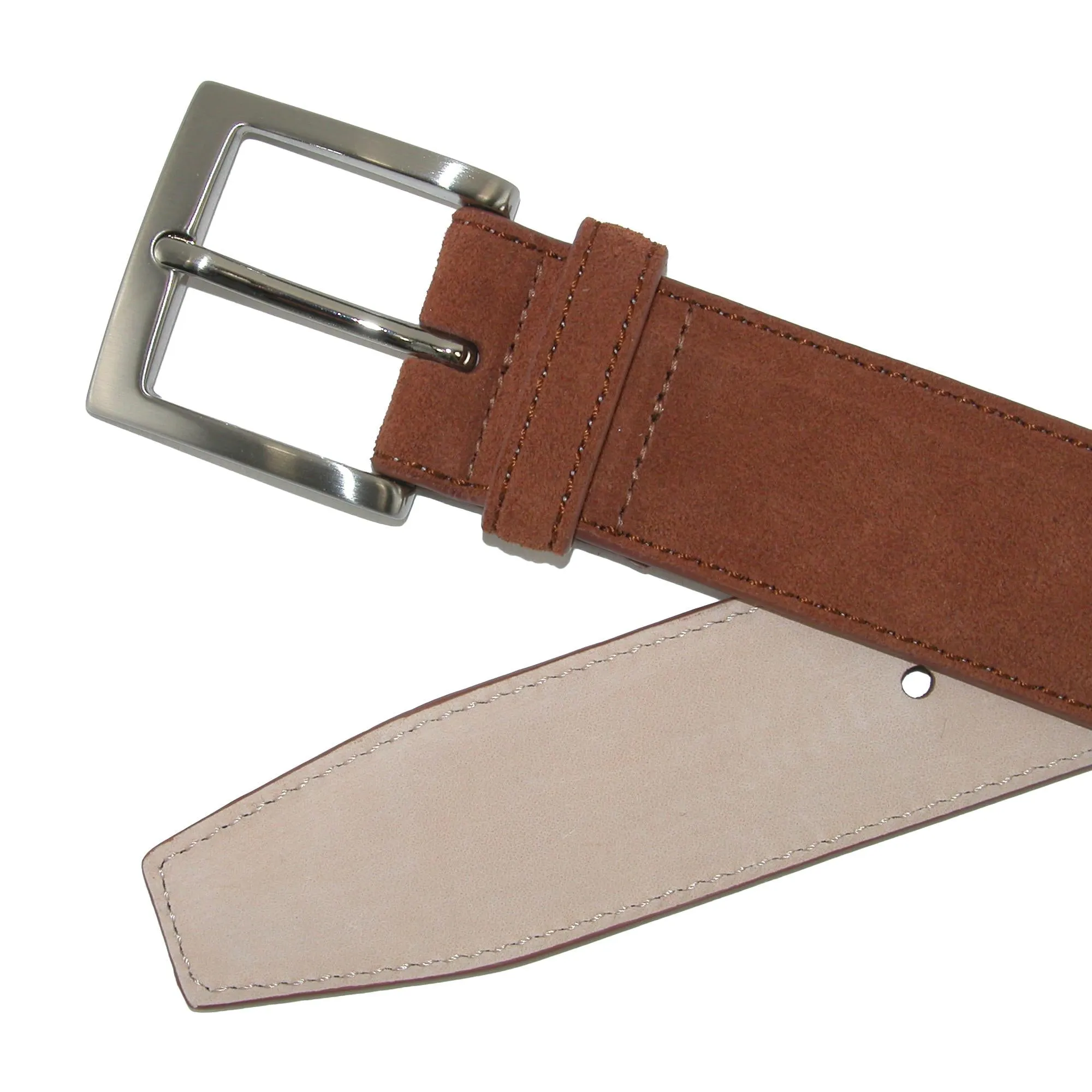 CrookhornDavis Men's Siena Suede Calfskin Dress Belt with Solid Brass Buckle