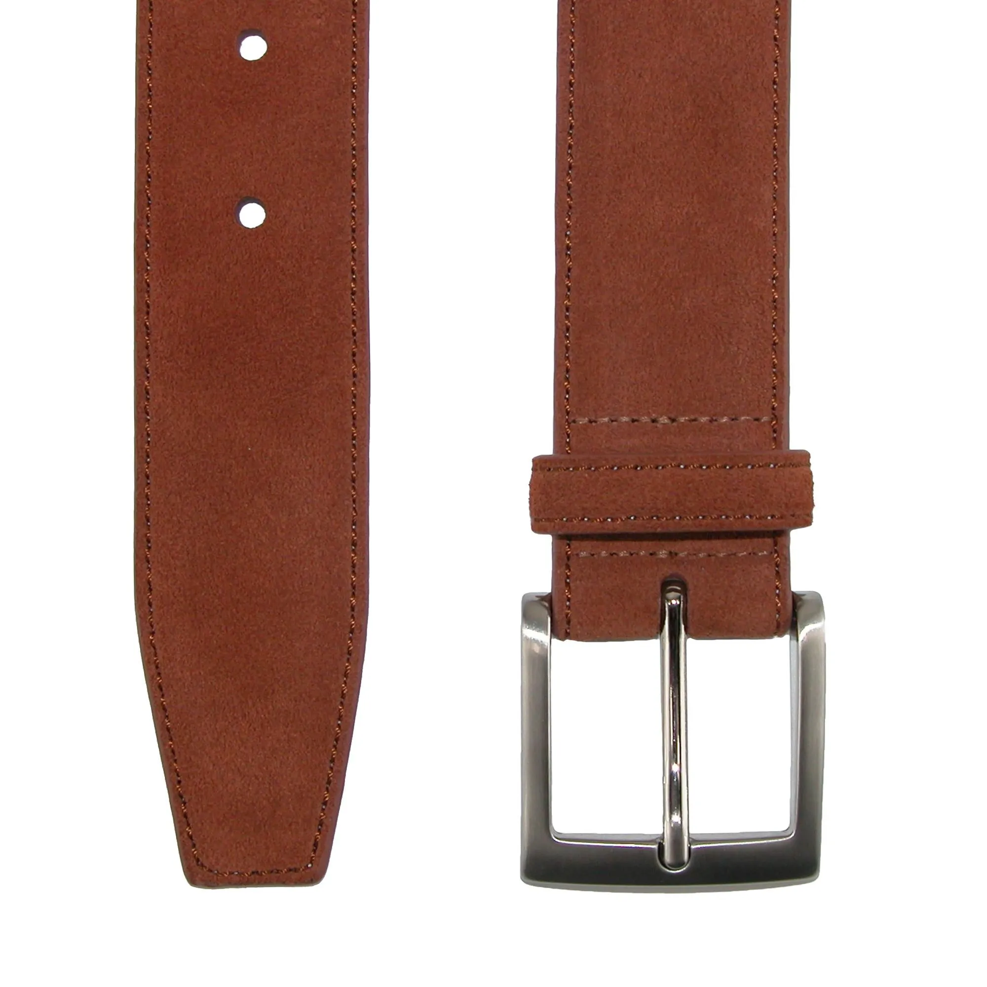 CrookhornDavis Men's Siena Suede Calfskin Dress Belt with Solid Brass Buckle