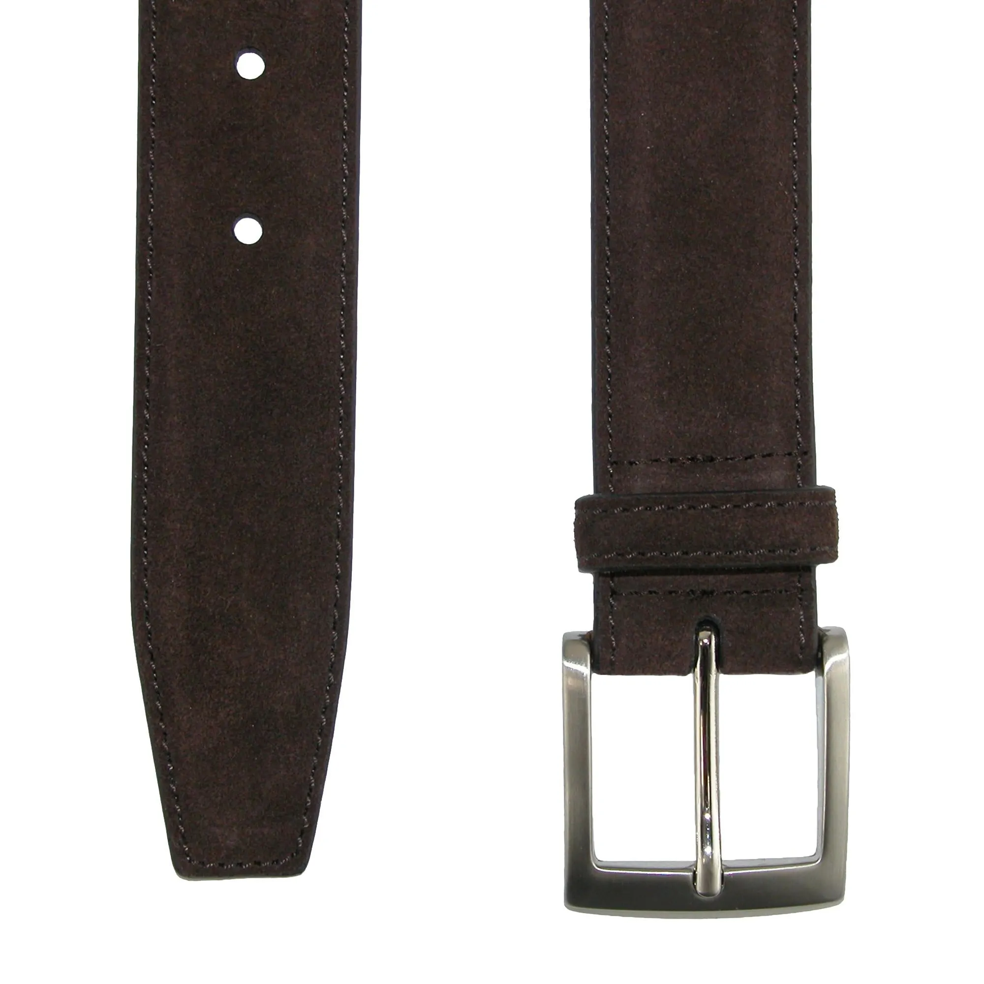 CrookhornDavis Men's Siena Suede Calfskin Dress Belt with Solid Brass Buckle