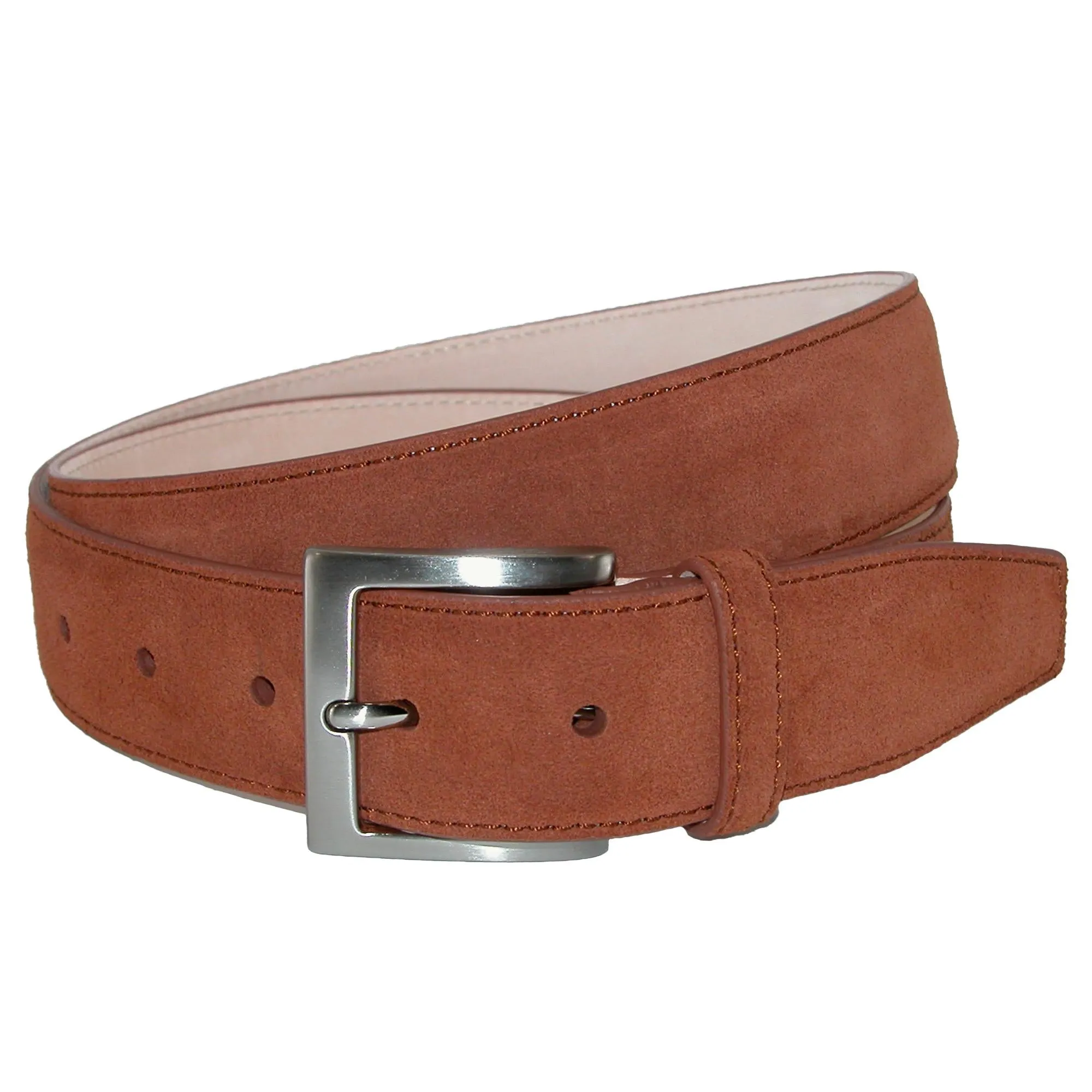 CrookhornDavis Men's Siena Suede Calfskin Dress Belt with Solid Brass Buckle