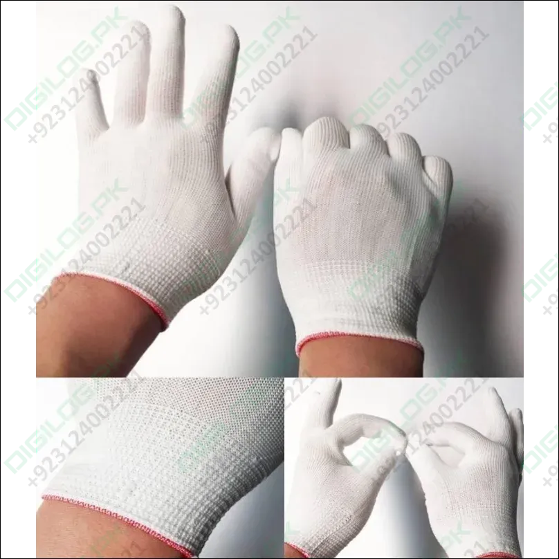 Electronic Anti Static thin Nylon white gloves 13 Nylon Knitted Gloves, For Industrial, Free Size