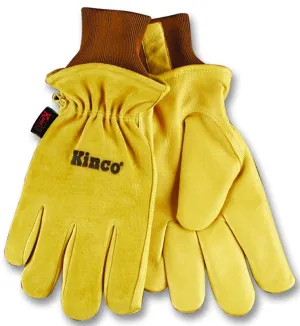 Heatkeep 94HK-L Protective Gloves, Men's, L, 13 in L, Keystone Thumb, Knit Wrist Cuff, Pigskin Leather, Gold :PR: QUANTITY: 1