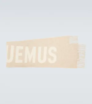 L'Écharpe scarf in natural wool with Jacquemus fringe, beige