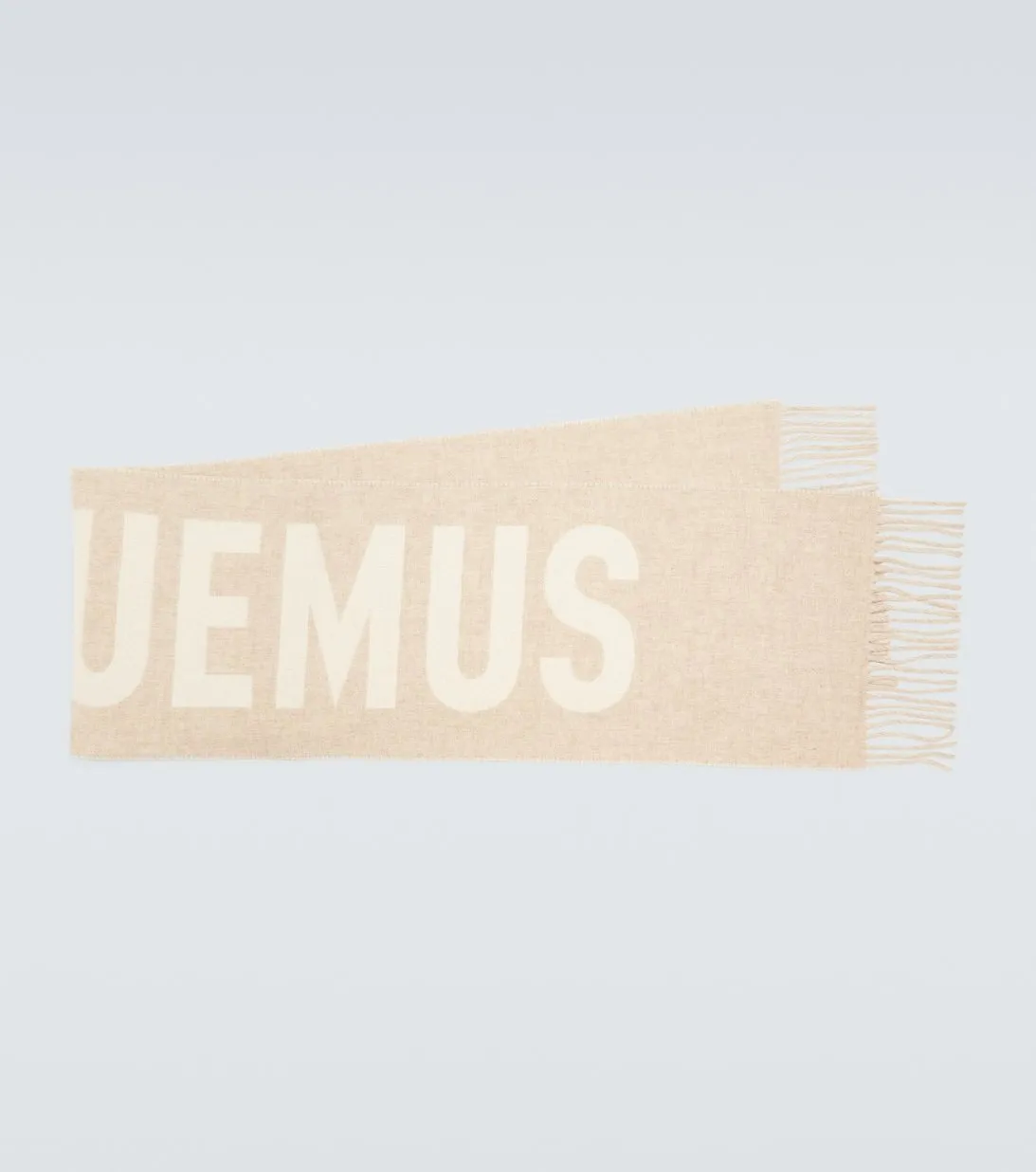 L'Écharpe scarf in natural wool with Jacquemus fringe, beige