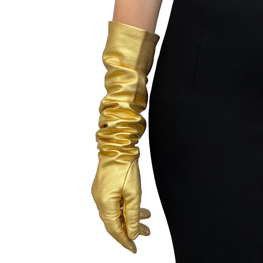 Montserrat Metallic 16bt - Women's Silk Lined Metallic Leather Gloves