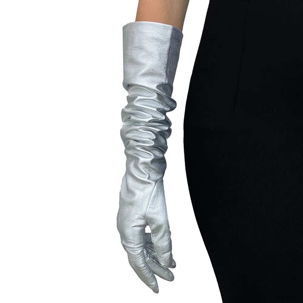 Montserrat Metallic 16bt - Women's Silk Lined Metallic Leather Gloves