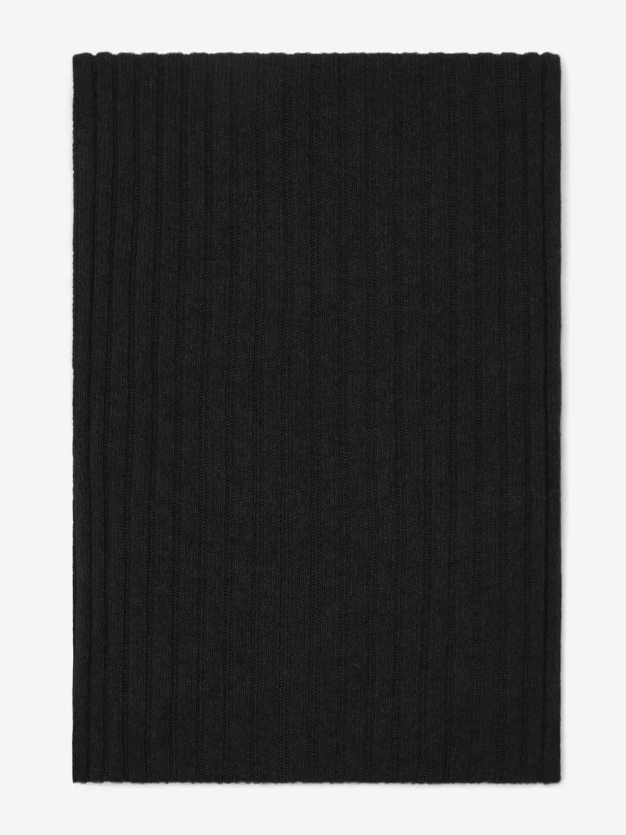 Napoli (black) - 100% cashmere ribbed scarf (unisex)