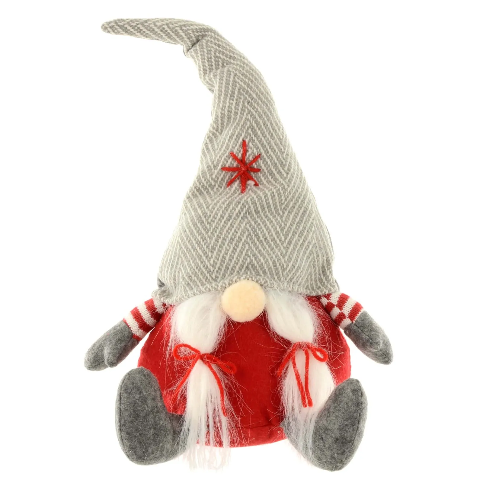 Sitting Gonk Fabric Christmas Figure Decoration Red Grey 38cm