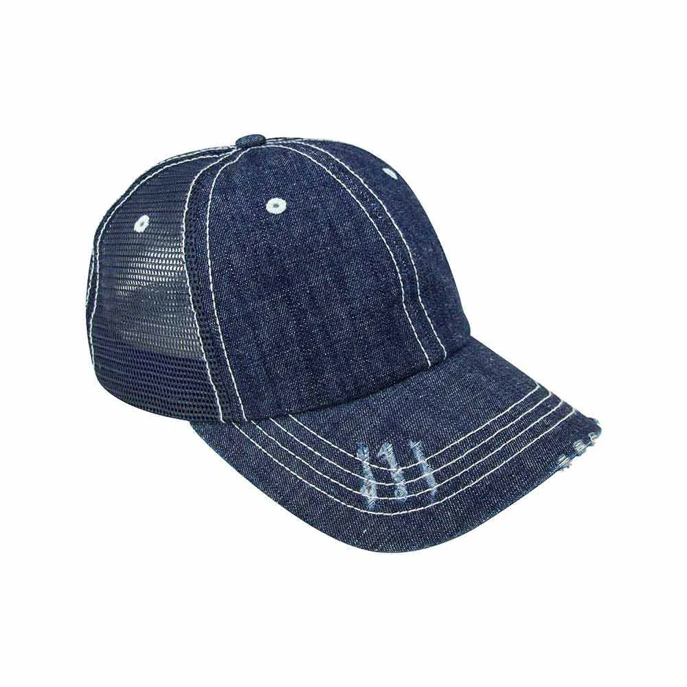 Washed Denim Trucker Cap