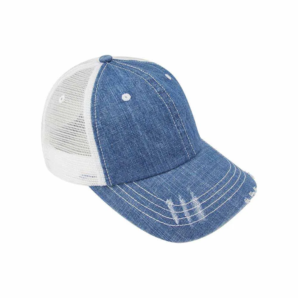 Washed Denim Trucker Cap